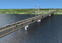 Photo aérienne du futur pont
